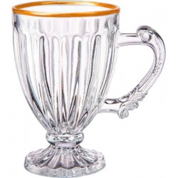 Caneca 190ml Coffee Time Em Cristal Ecológico Com Borda Dourada